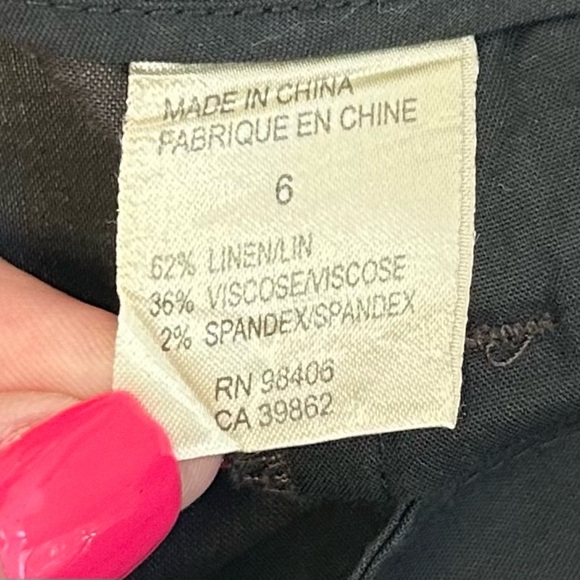 Theory Lena Linen Blend Shorts Brown Pleated Cuffed Hem Size 6 Casual - Picture 6 of 9